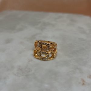 Tiny CZ Gold Link Huggie Earrings